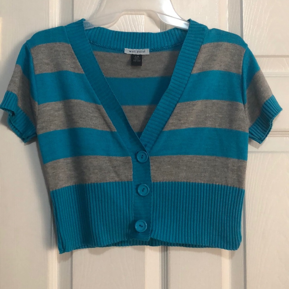 Blue & Gray Shrug Sweater